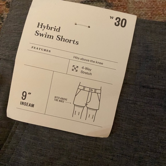 NWT hybrid swim shorts with 4 way stretch gray men’s size 30 or XS - Picture 8 of 8